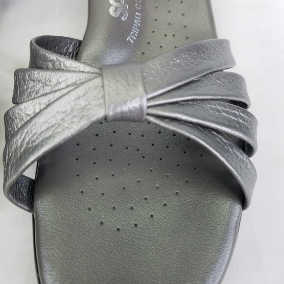 SAS Sandal Women's 9.5 Slingback Strappy Block Heel Silver Patent Leather USA - Picture 11 of 16